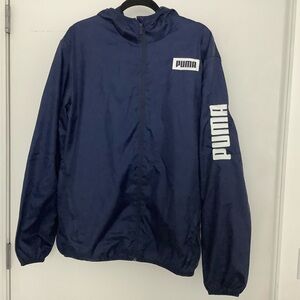Puma Dark Blue Mesh-Lined Windbreaker Jacket With Hood
